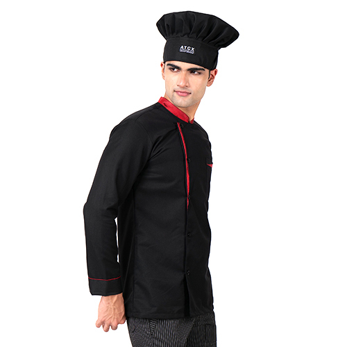 Black Color Chef Cap - Fabric Type: Cotton
