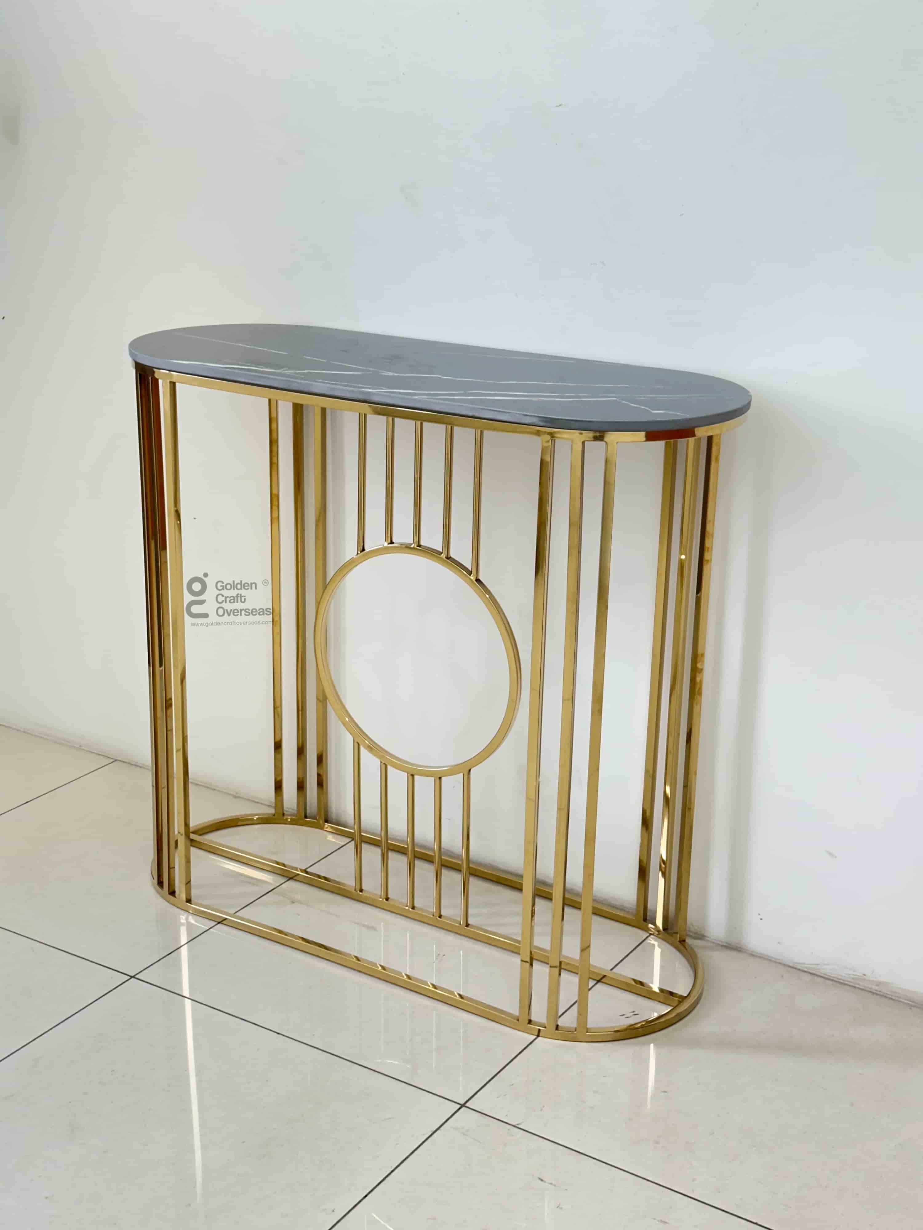 Console Table With Glass Top - Assembly: No Assembly Required