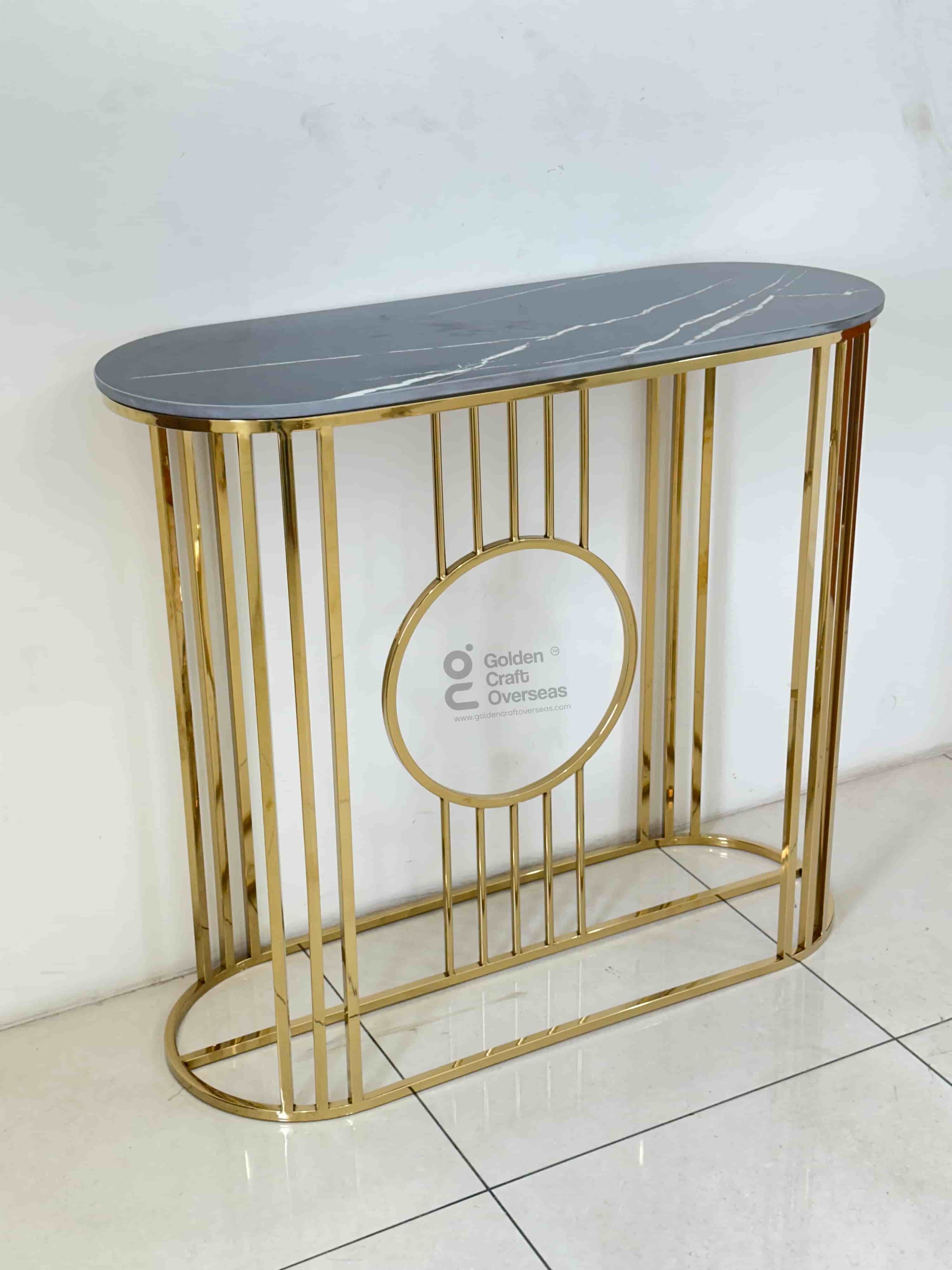 Console Table With Glass Top - Assembly: No Assembly Required