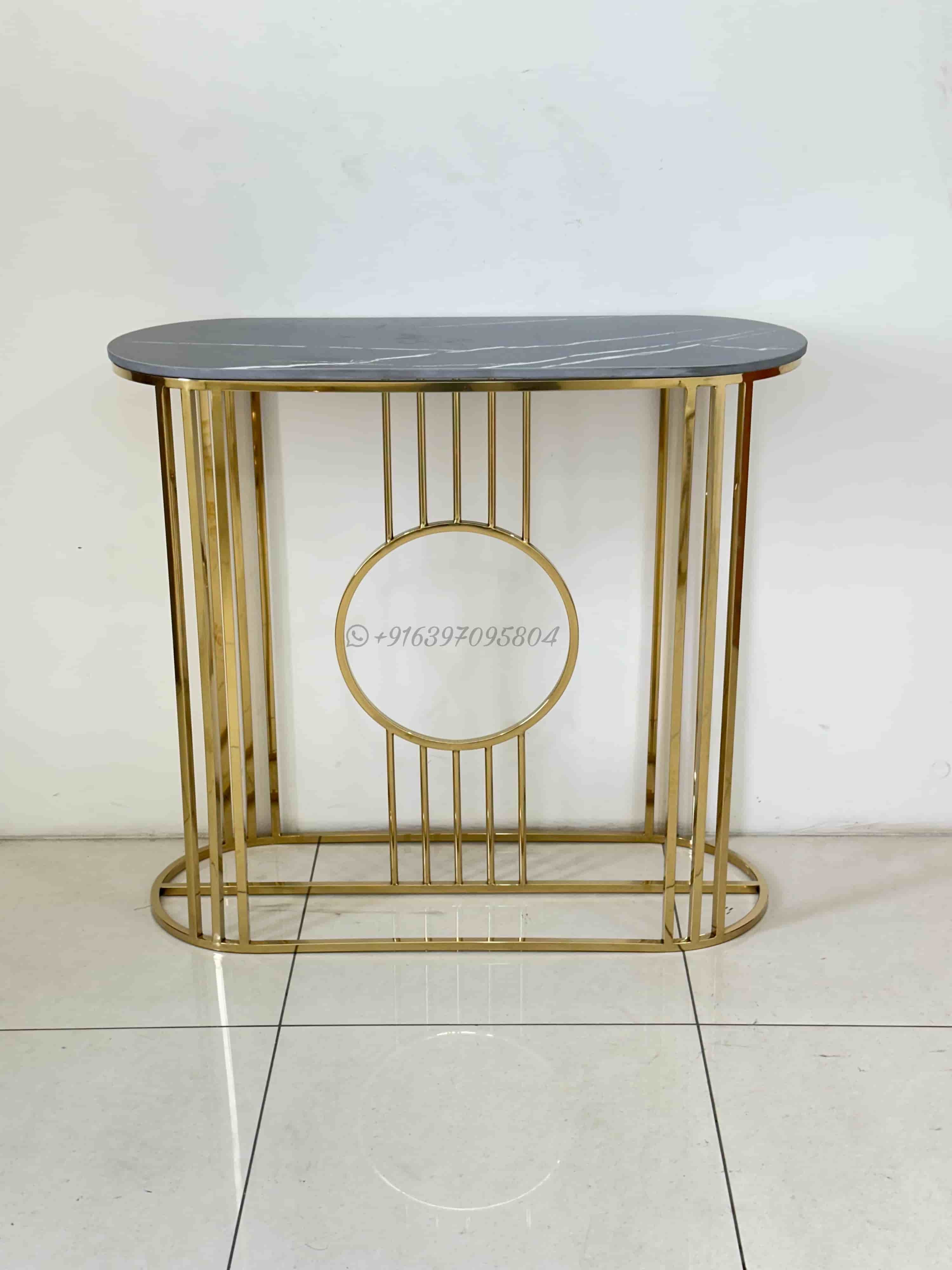 Console Table With Glass Top - Assembly: No Assembly Required