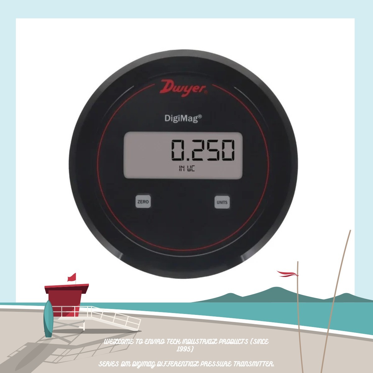 Dwyer Dm-203 Digimag Differential Pressure Transmitter Range 0.5-0-0.5 Inch Wc