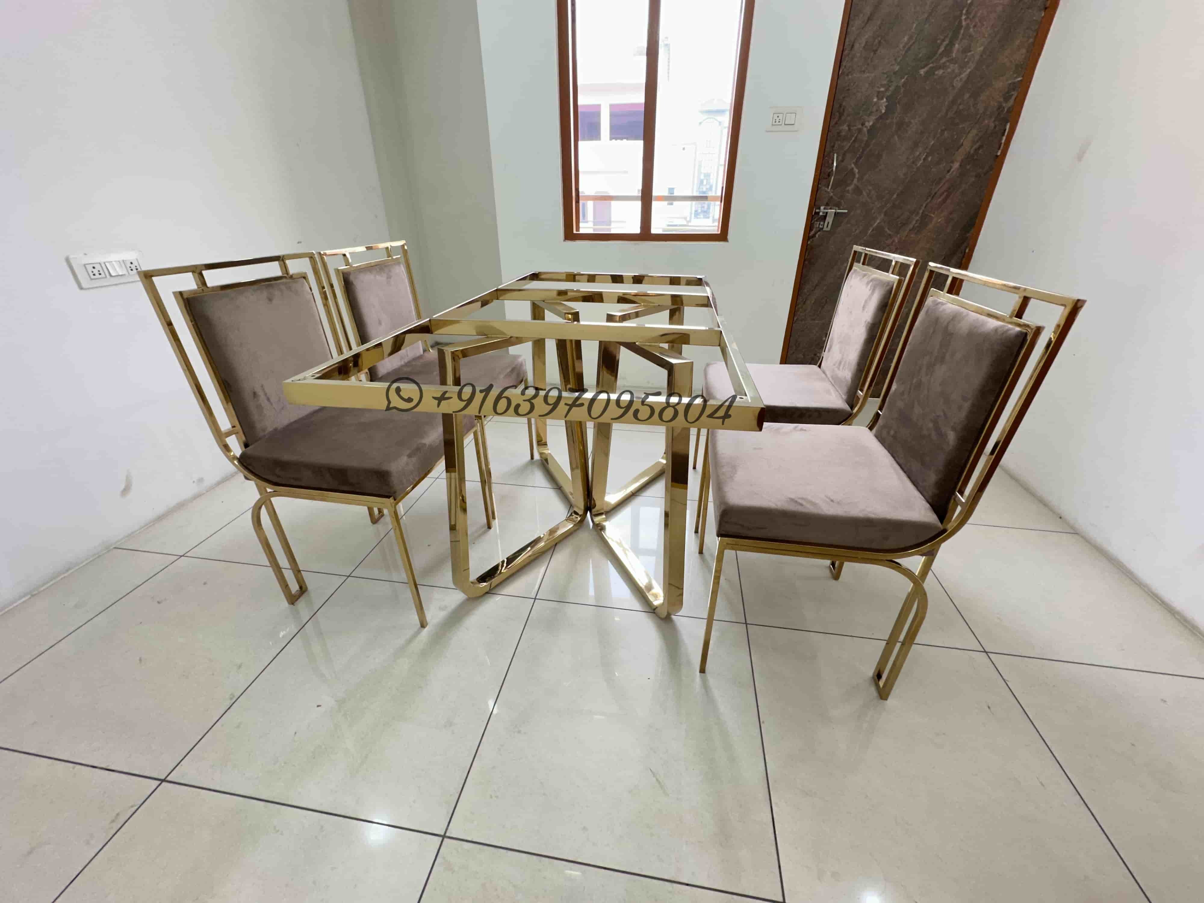Gold Coated Metal Dining Table Frame - Stainless Steel, 60x30x30 Inches, Gold Color, Pvd Finish, Durable And Elegant Design, Customizable Size Options