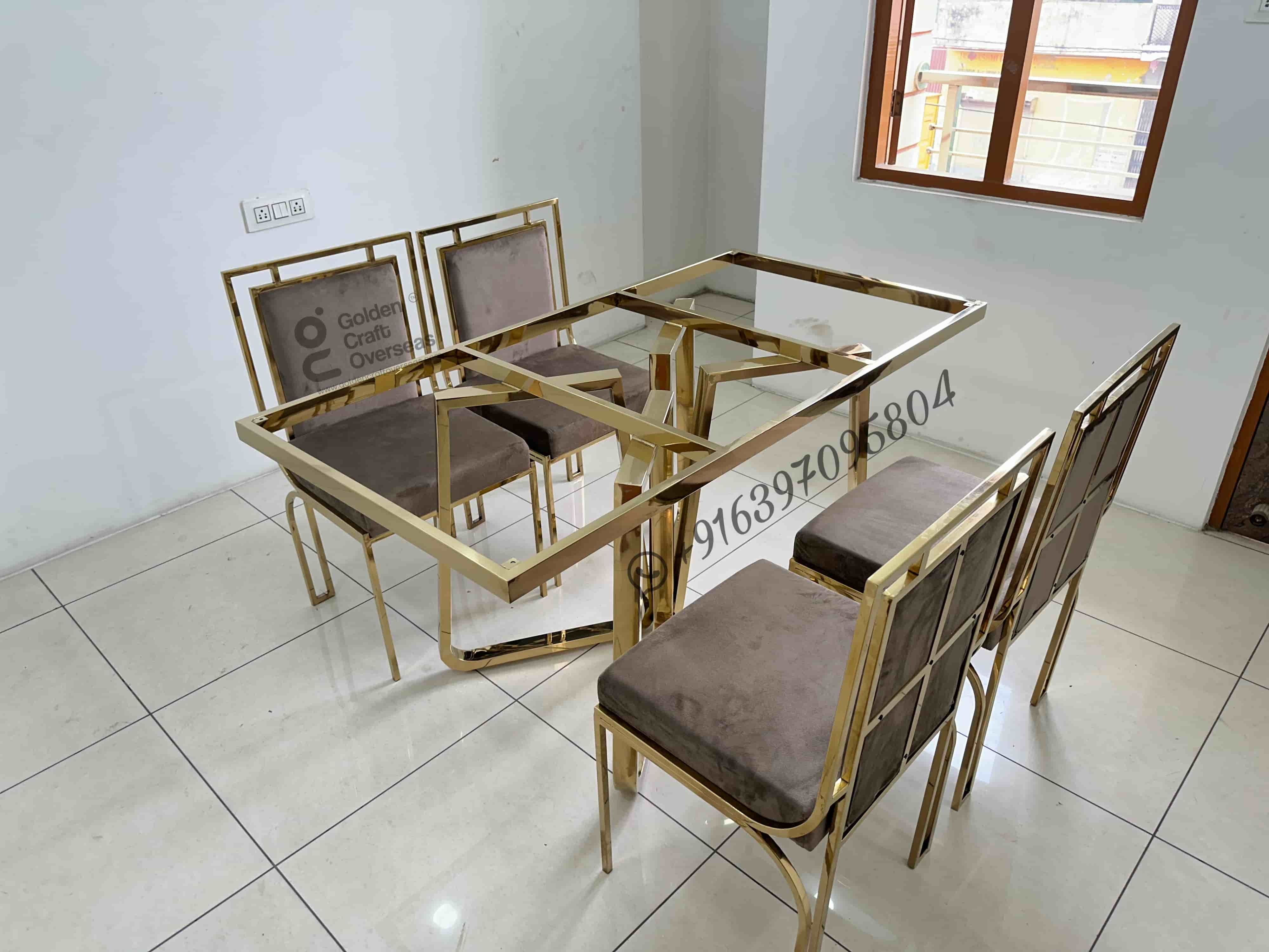 Gold Coated Metal Dining Table Frame - Stainless Steel, 60x30x30 Inches, Gold Color, Pvd Finish, Durable And Elegant Design, Customizable Size Options