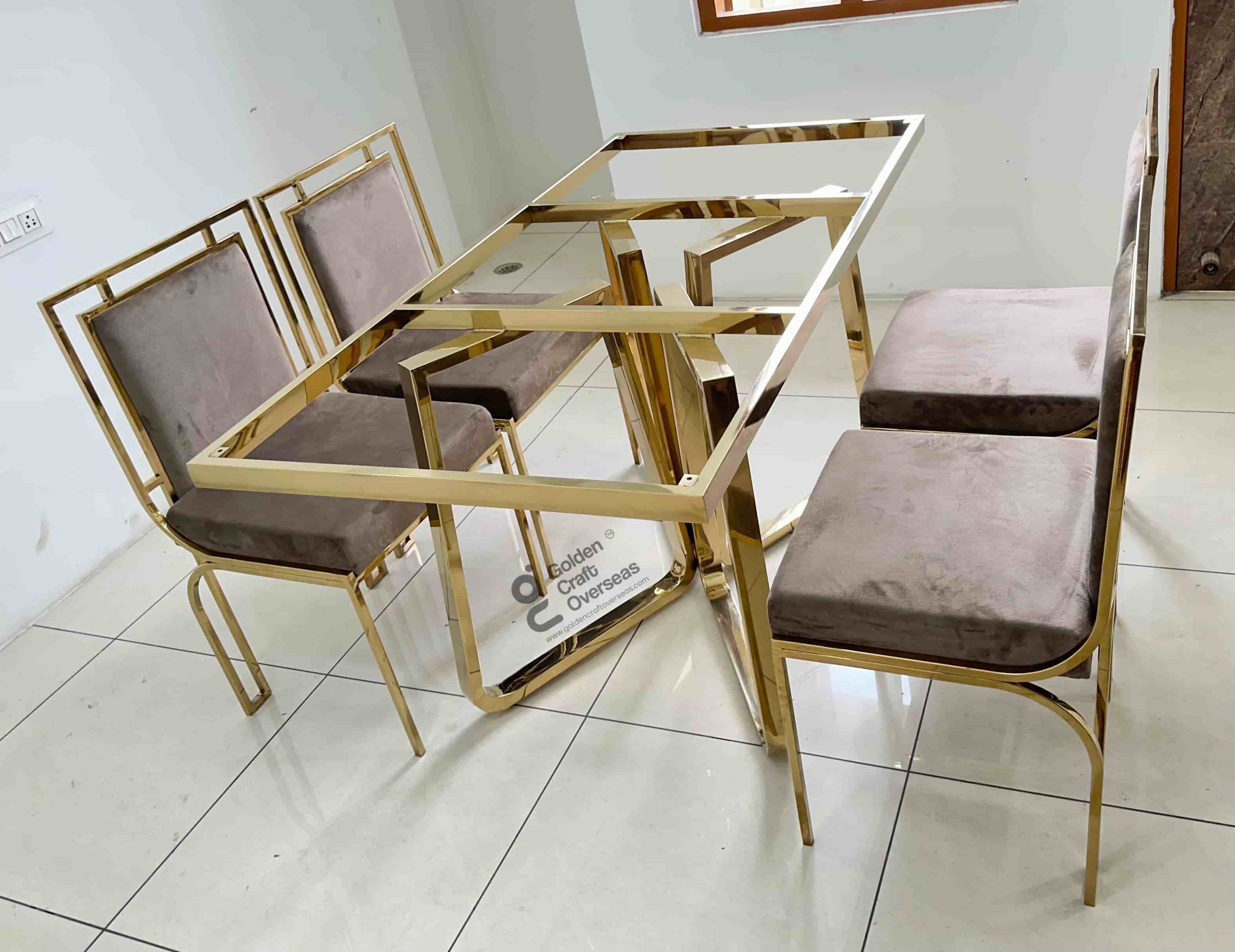 Gold Coated Metal Dining Table Frame - Stainless Steel, 60x30x30 Inches, Gold Color, Pvd Finish, Durable And Elegant Design, Customizable Size Options