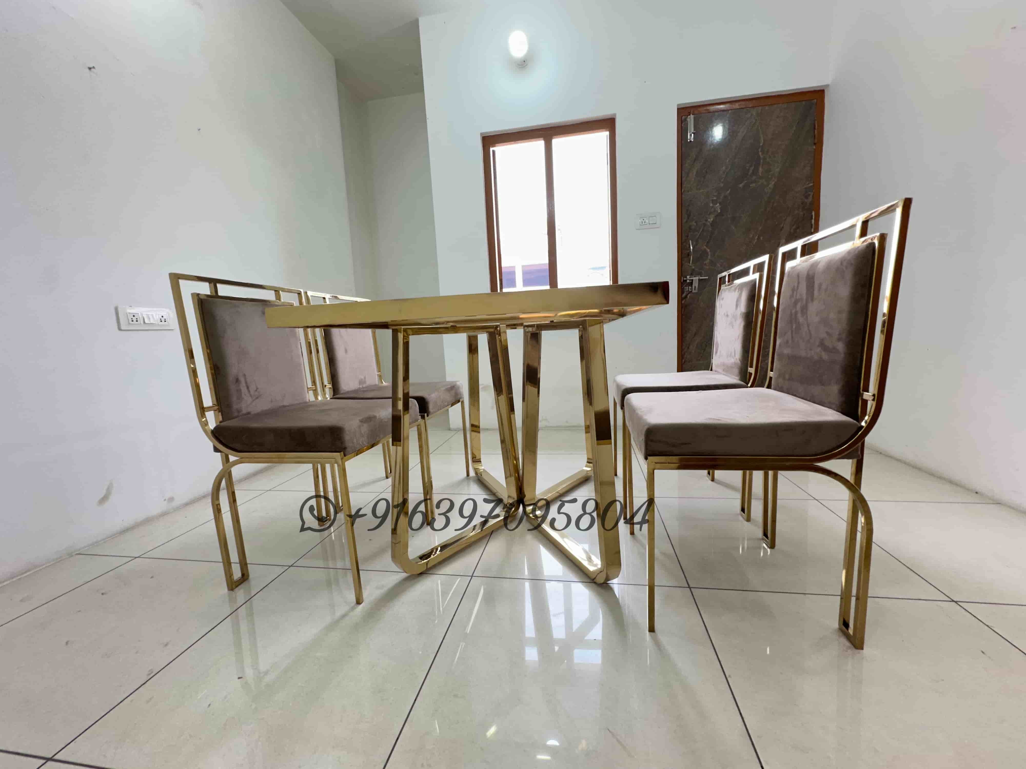 Gold Coated Metal Dining Table Frame - Stainless Steel, 60x30x30 Inches, Gold Color, Pvd Finish, Durable And Elegant Design, Customizable Size Options