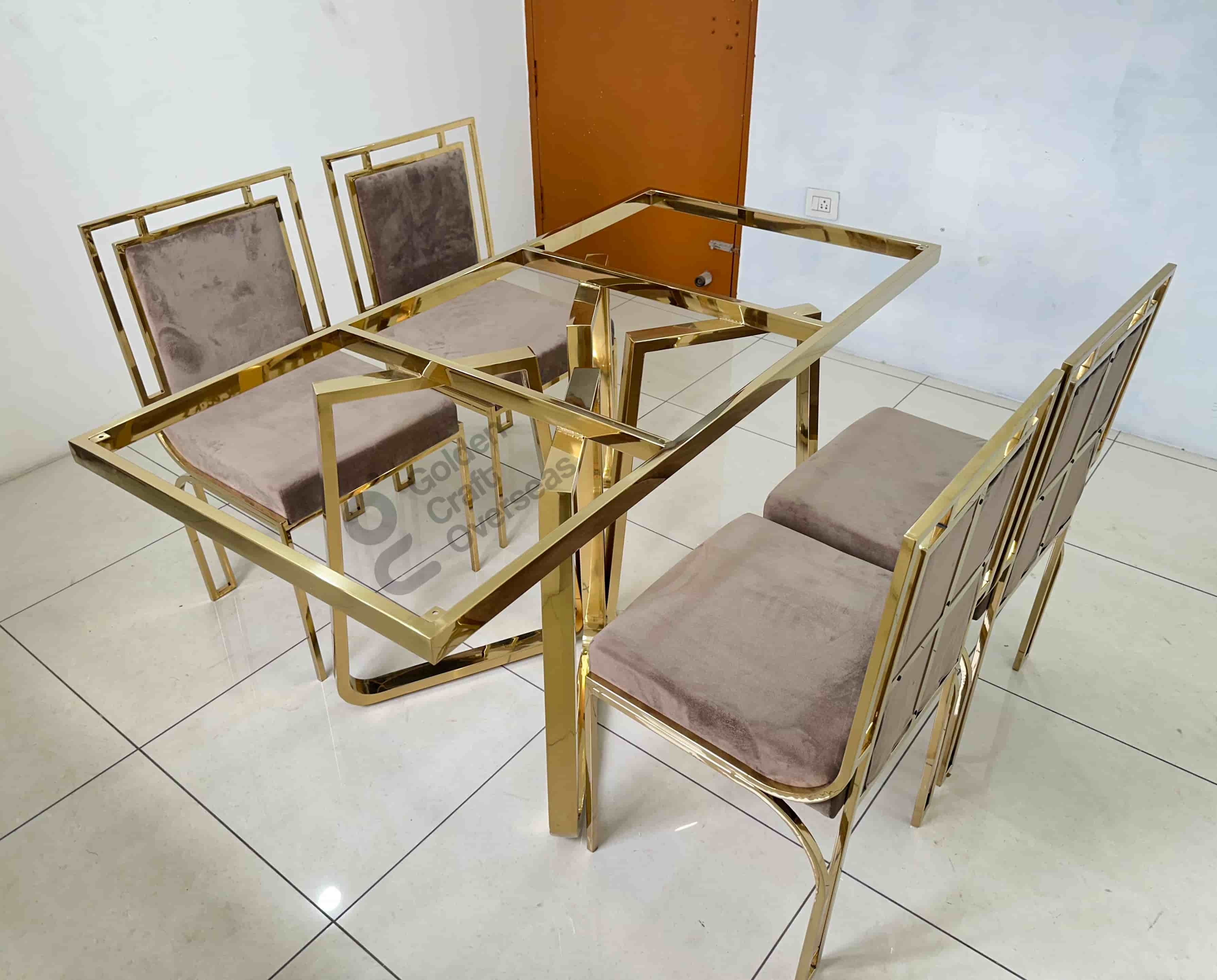 Gold Coated Metal Dining Table Frame - Stainless Steel, 60x30x30 Inches, Gold Color, Pvd Finish, Durable And Elegant Design, Customizable Size Options