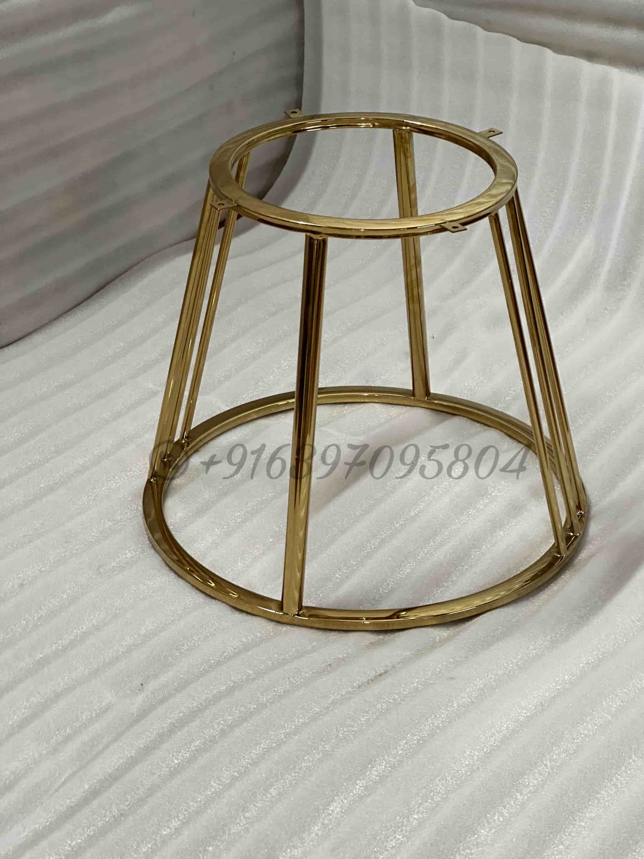Stainless Steel Side Table - 24x24x18 Inches | Gold Finish, No Assembly Required, Modern Design, Suitable For Indoor Use