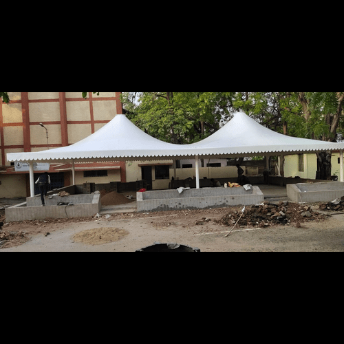 Modular Tensile Structure - Steel Frame, Concrete Floor | Versatile Outdoor Solution With Sliding Windows, Custom Colors, Ideal For Hotels, Restaurants