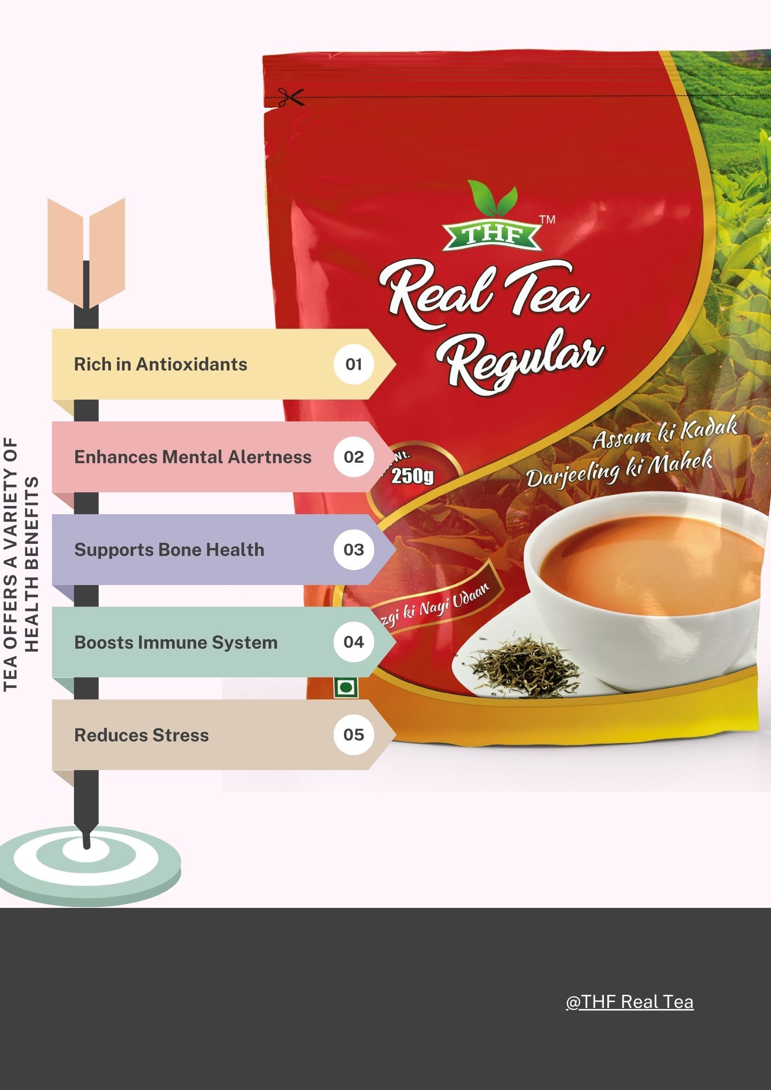Thf Real Tea - 250 Gm Bagged Herbal Tea, Organic Fresh Leaves With Antioxidants, Guilt-free Enjoyment Hot Or Cold