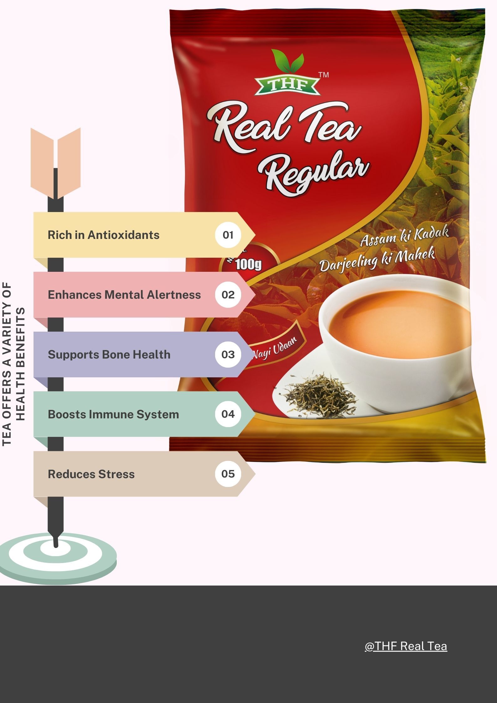 Thf Regular Tea - 100 Gm Black Herbal Tea, Fresh Natural Form, Solvent Extracted, No Added Sugar, Antioxidant-rich, Organic Blended Tea