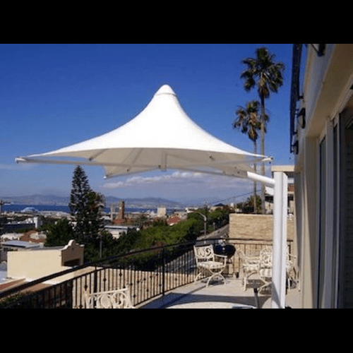 Tensile Gazebo Structure - Durable Steel, Concrete Floor, Various Colors | Features Sliding Windows For Ventilation And Natural Light