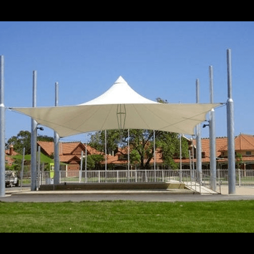 Tensile Gazebo Structure - Durable Steel, Concrete Floor, Various Colors | Features Sliding Windows For Ventilation And Natural Light