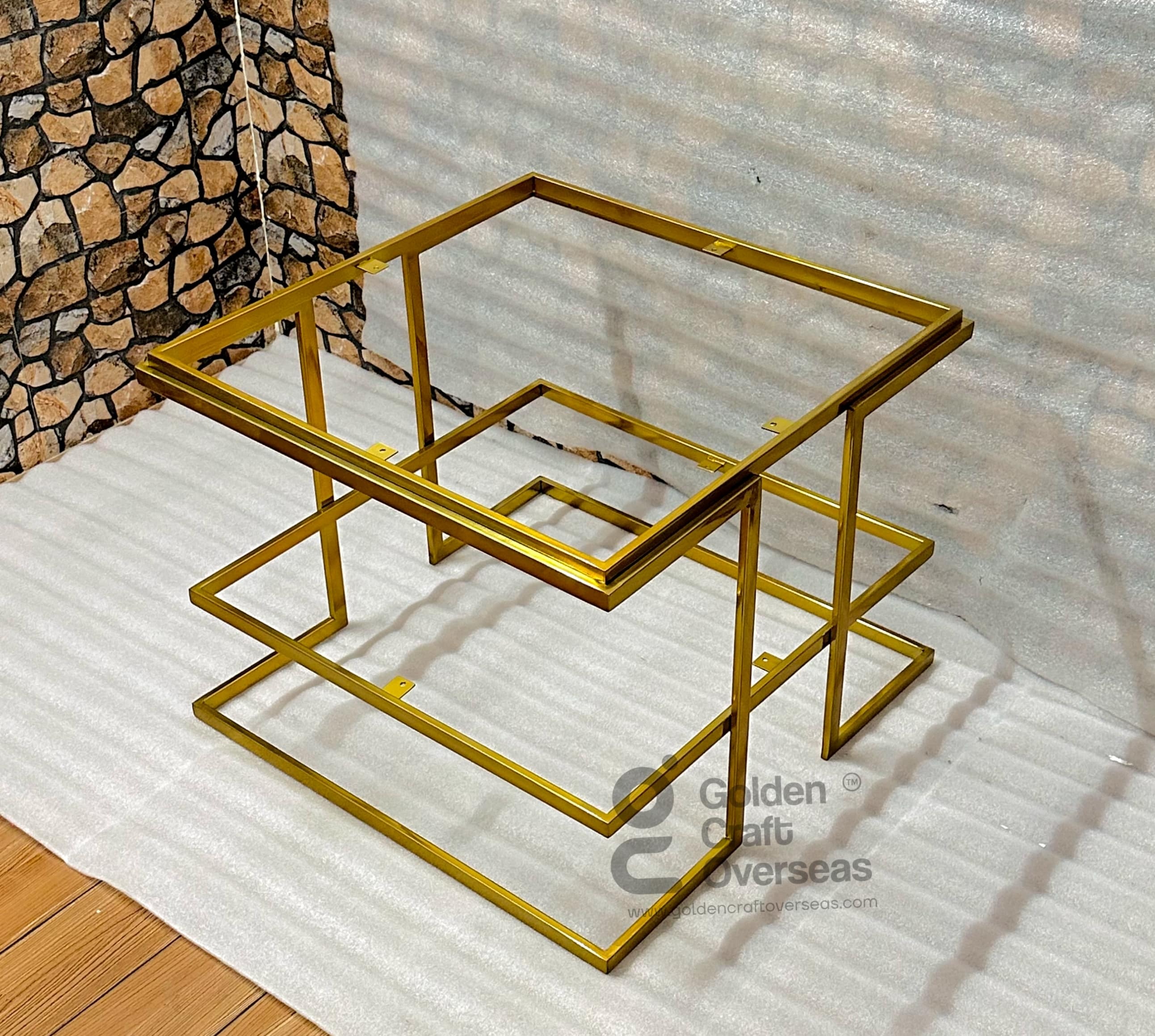 Small Center Table - Stainless Steel & Composite Marble Top, 24x24x18 Inches | Gold Finish, Indoor Use, No Assembly Required, Easy To Clean