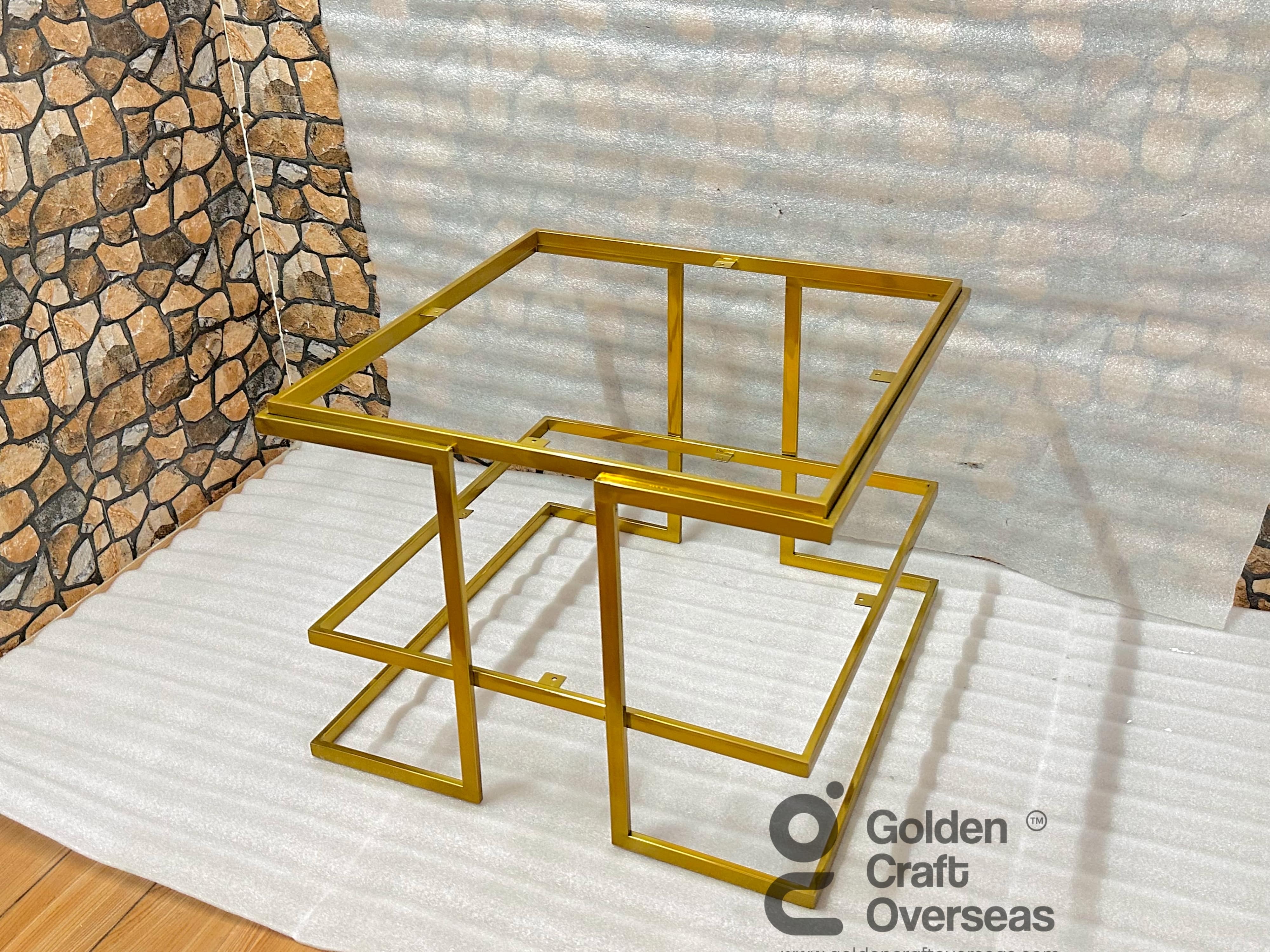 Small Center Table - Stainless Steel & Composite Marble Top, 24x24x18 Inches | Gold Finish, Indoor Use, No Assembly Required, Easy To Clean