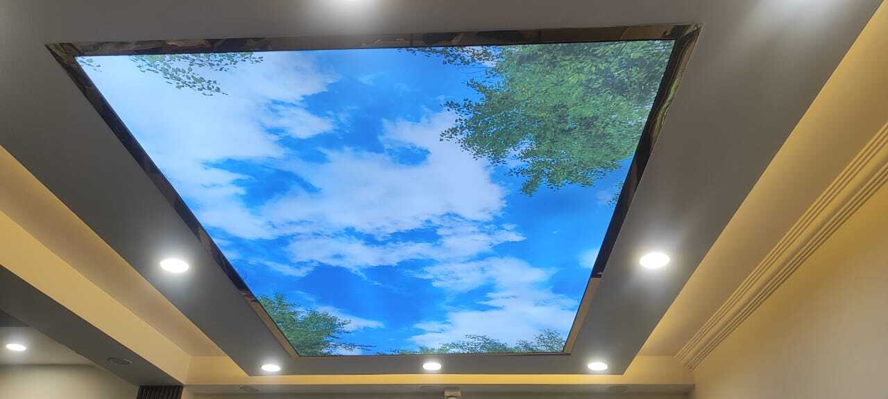 Floating Stretch Ceiling - .18mm Thickness, Customizable Size And Shape | Glossy Appearance, Versatile Design, Integrated Lighting And Ventilation