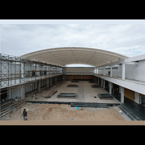 Auditorium Tensile Structure - High-quality Steel & Pu Panels, Concrete Floor, Custom Color Options, Steel Roof, Ideal For Event Spaces - Ventilated With Sliding Windows