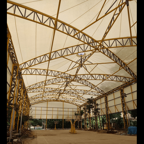 Auditorium Tensile Structure - High-quality Steel & Pu Panels, Concrete Floor, Custom Color Options, Steel Roof, Ideal For Event Spaces - Ventilated With Sliding Windows