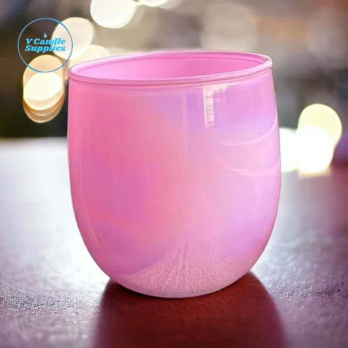 Pink Premium U Shape Holographic Votive for Making Candle - High-Quality Glass Material, Polished Finish , Ideal for Home Decoration