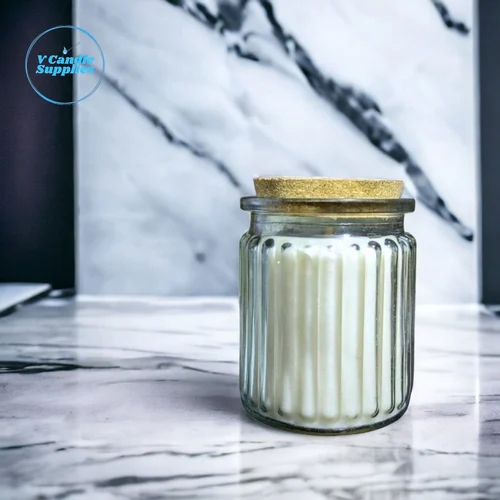 200 GM Premium Transparent Ribbed Jar - Glass Material, 200 GM Capacity | Modern Arts Style, Polished Finish, Ideal for Ceremony or Party Decoration