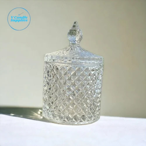 100 GM Transparent Small Luxury Crystal Candle Jar - Glass Material, Modern Art Style | Elegant Plating Finish for Home Decor & Special Events