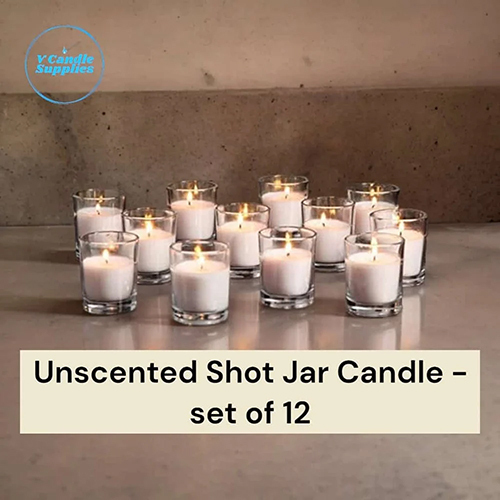 बिना सुगंध वाले धुआं रहित शॉट जार मोमबत्तियाँ - 12 का सेट