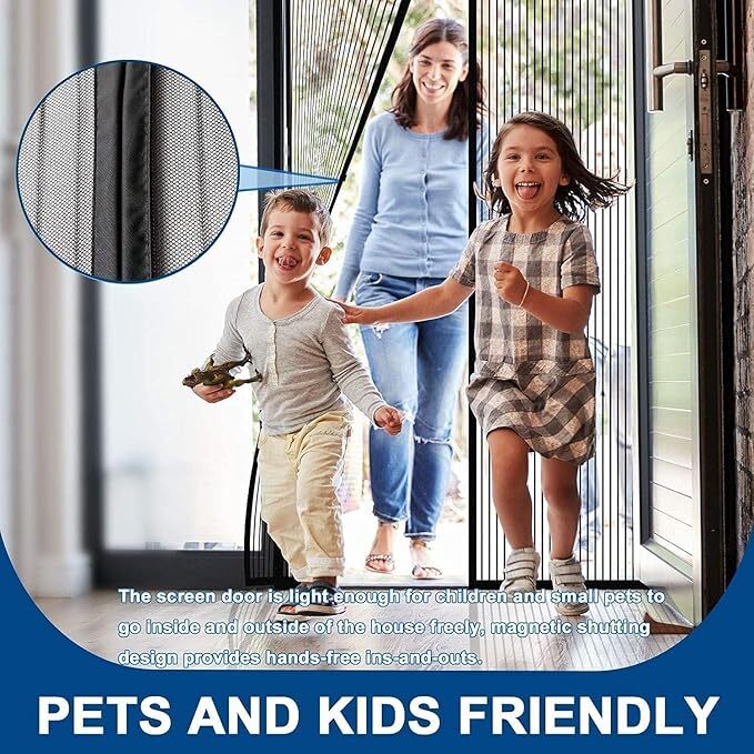 Mitsico Magic Mesh Magnetic Mosquito Screen Door Net Curtain - Reinforced Polyester Mesh, Perfect Magnetic Fastening For Quick Open And Automatic Close, Allows Natural Airflow And Toddler/pet Access