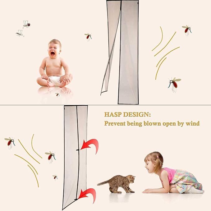 Mitsico Magic Mesh Magnetic Mosquito Screen Door Net Curtain - Reinforced Polyester Mesh, Perfect Magnetic Fastening For Quick Open And Automatic Close, Allows Natural Airflow And Toddler/pet Access