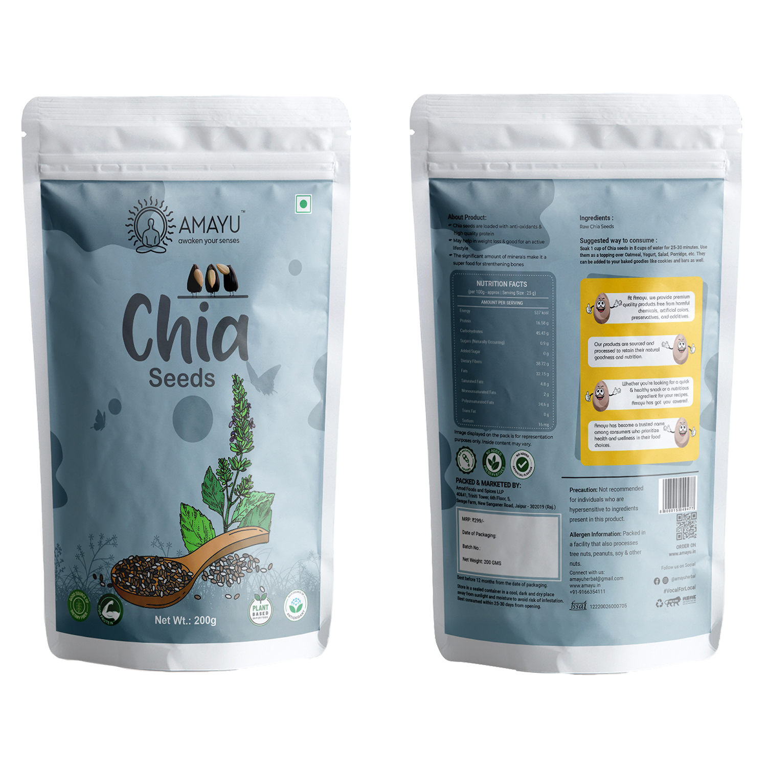 Raw Chia Flax Sunflower Seeds Combo Set - Premium Raw Blend, First Class Quality, High Purity, Nil Moisture, Essential Nutrients For Daily Diet