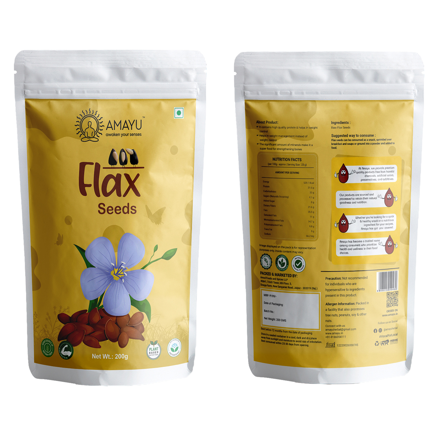 Raw Chia Flax Sunflower Seeds Combo Set - Premium Raw Blend, First Class Quality, High Purity, Nil Moisture, Essential Nutrients For Daily Diet