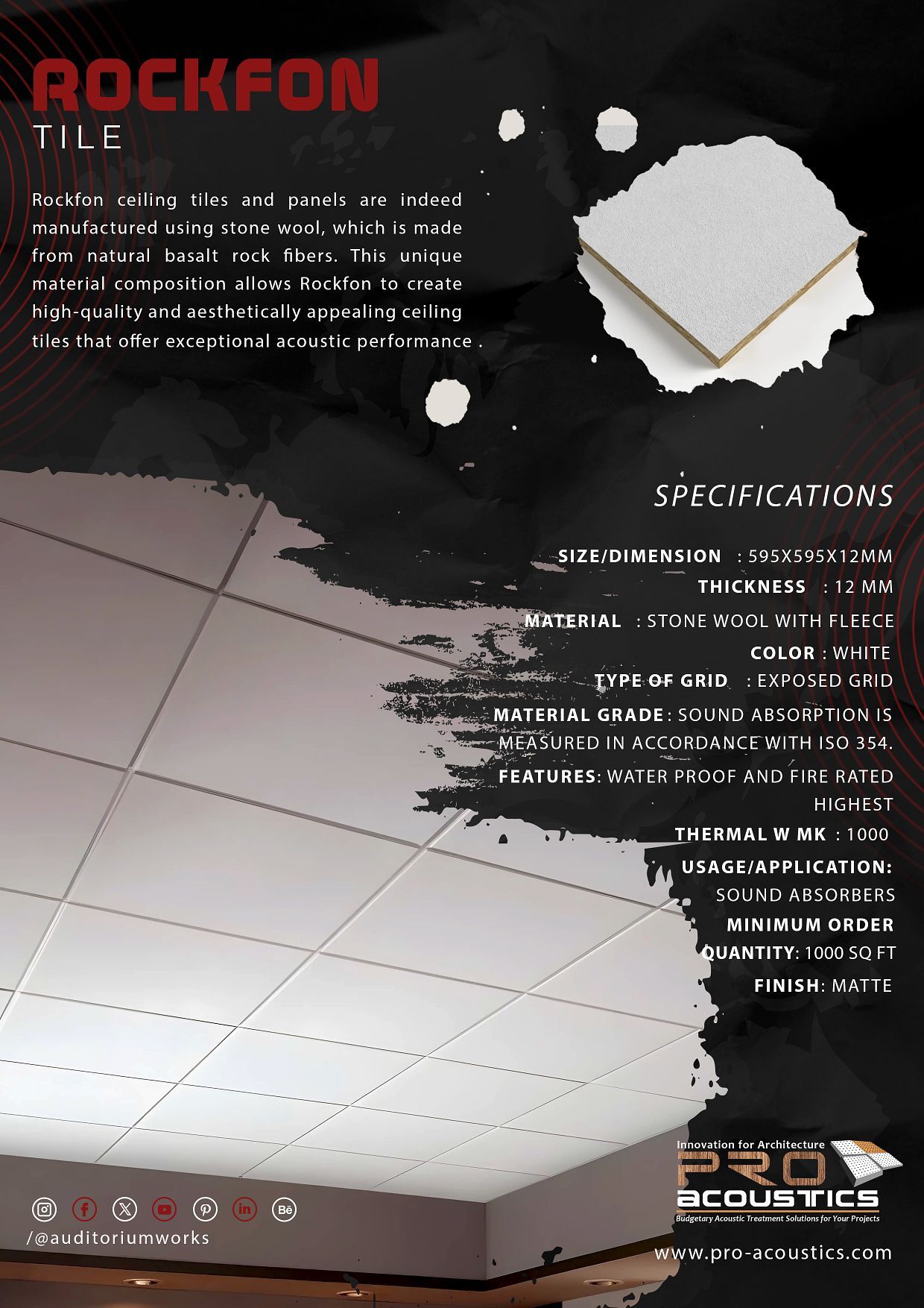 Rockfon Tile - Color: As Required
