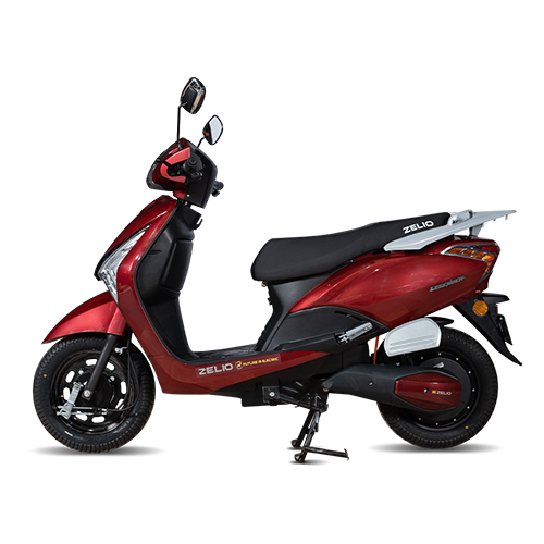 Red Color Zelio Legender+ Electric Scooter - Origin: India