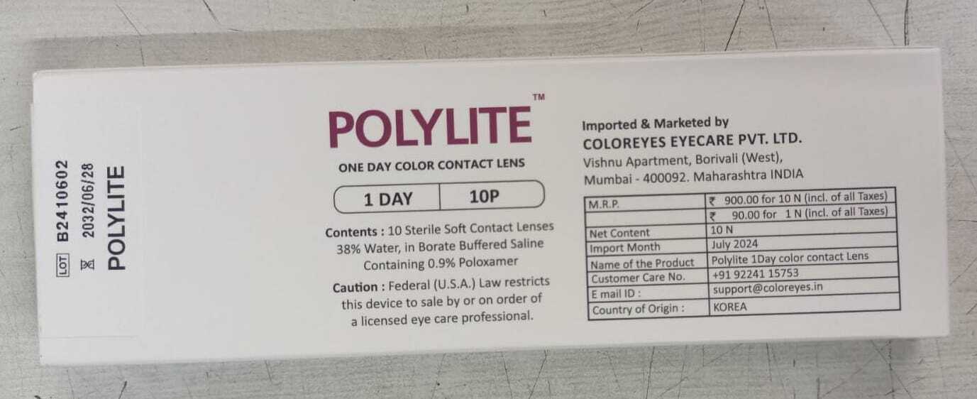 Polylite Contact Lenses - One Day Color Lenses, 5 Pairs In One Box | Vibrant Eye Colors For Daily Wear