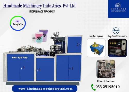 Hmi-100 Pro Fully Automatic Indian Made Paper Cup Making Machine - Color: Blue