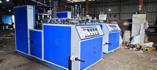 Fully Automatic High Speed Paper Cup Making Machine - 40 Ml to 150 Ml Size Range, 80-110 Pieces Per Minute Capacity, Stainless Steel Material, Blue Finish, Single/Three Phase Power Supply, 220-240 Volt Voltage, 1 Year Warranty