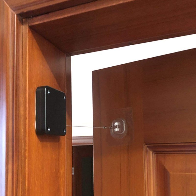 Mitsico Punch Free Automatic Door Closer - Plastic, Free Size, Black | Anti-oxidation, Strong, Stable, Wear-resistant, Quiet & Space-saving Design