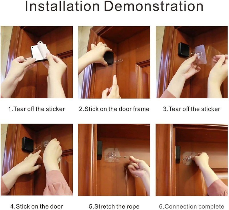 Mitsico Punch Free Automatic Door Closer - Plastic, Free Size, Black | Anti-oxidation, Strong, Stable, Wear-resistant, Quiet & Space-saving Design