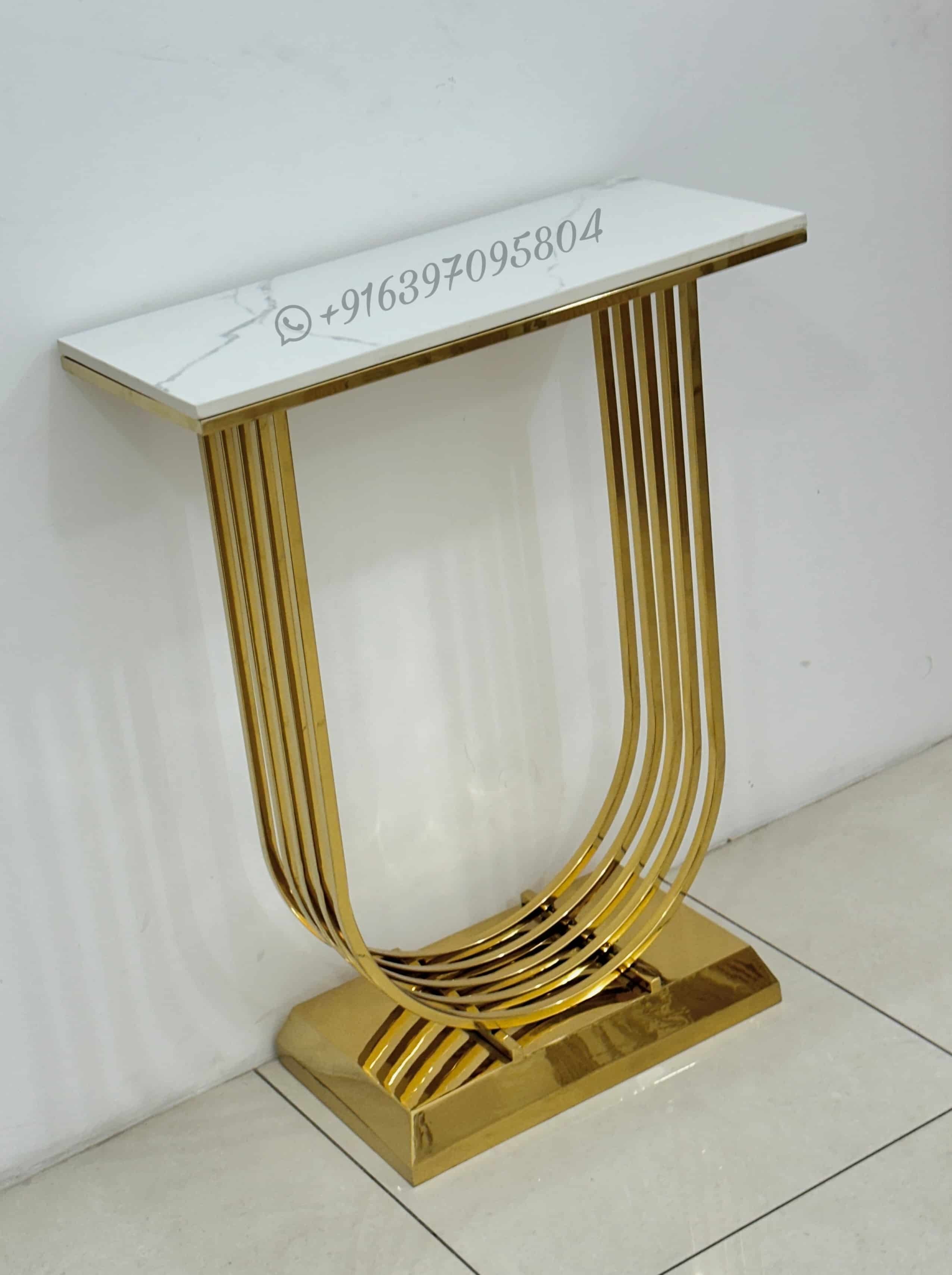 Stylish Console Table Marble Top - Assembly: No Assembly Required