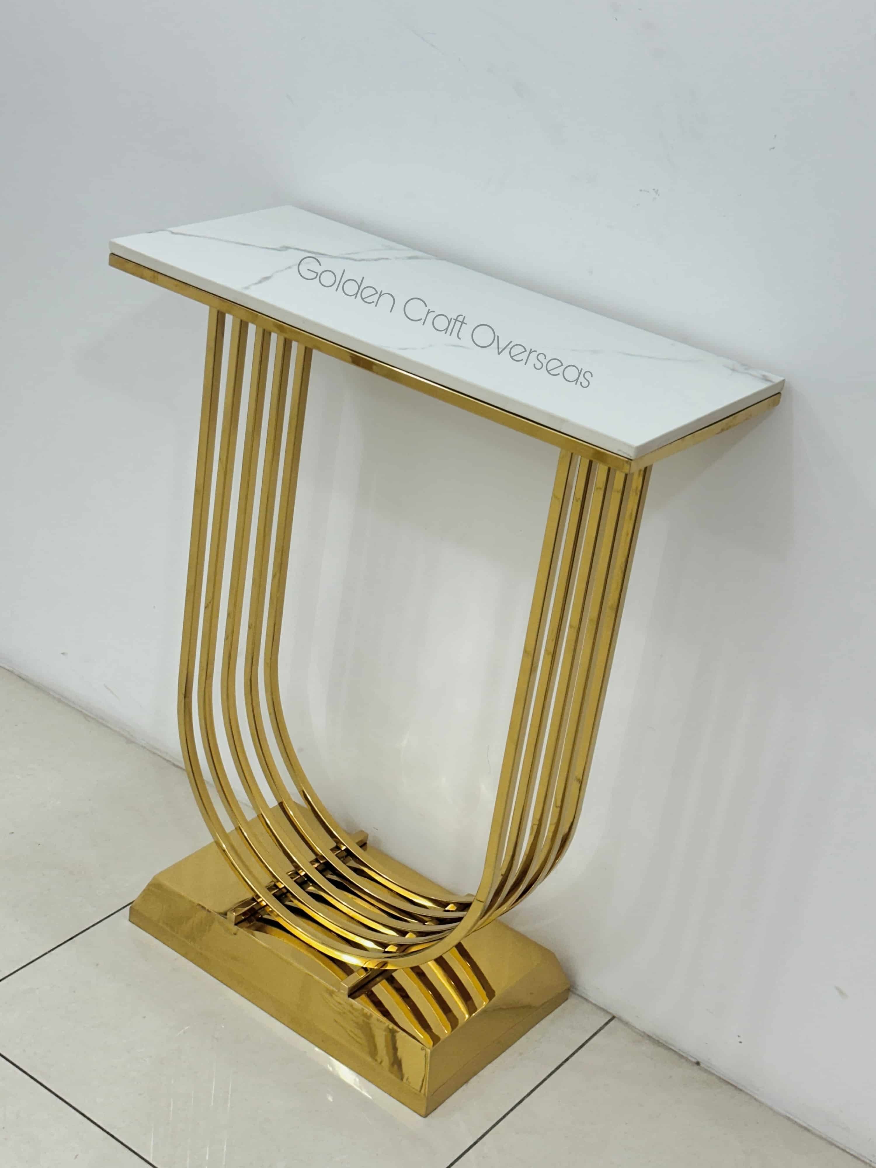 Stylish Console Table Marble Top - Assembly: No Assembly Required