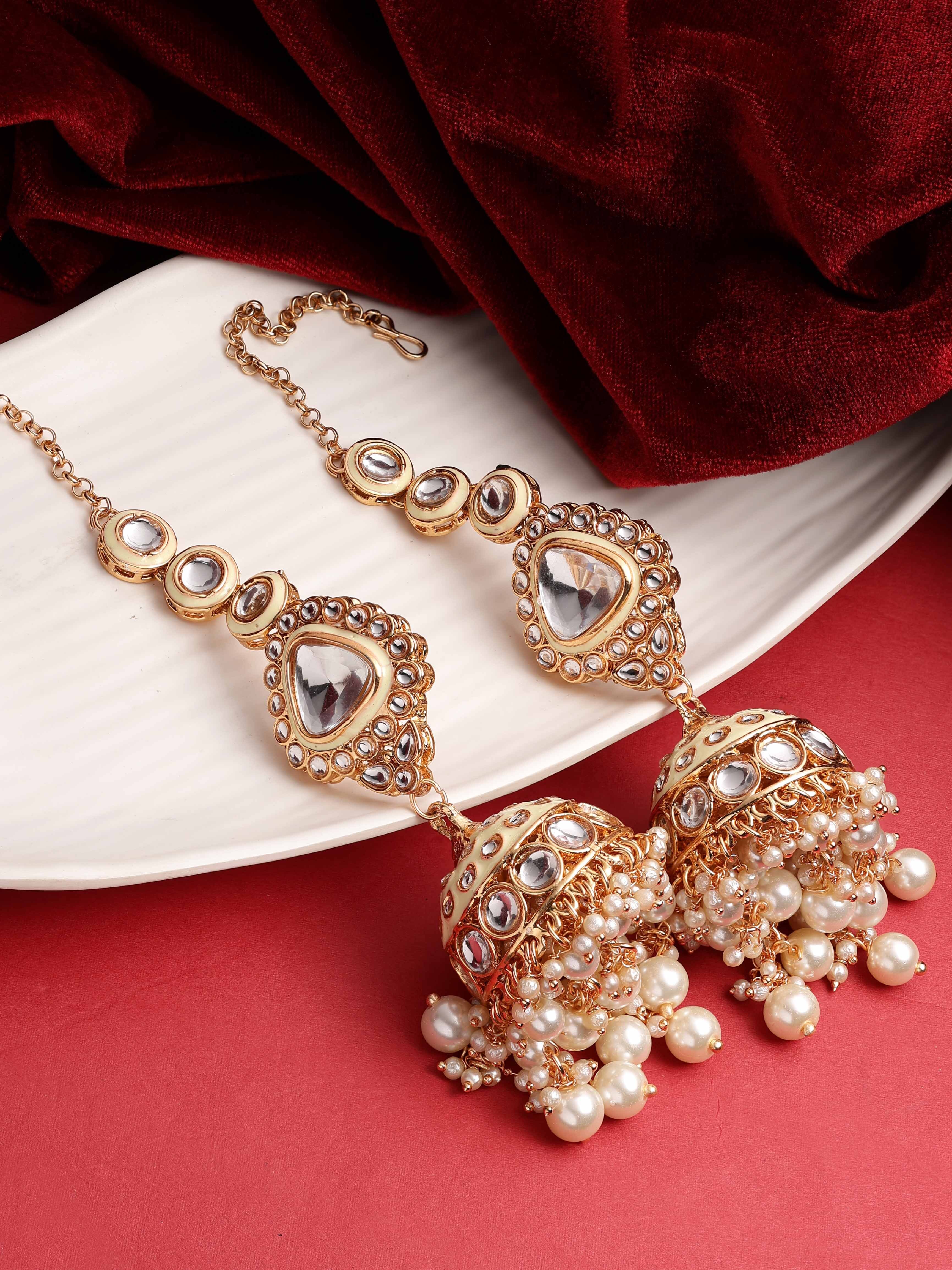Kundan Earrings |Kundan Jhumki For Weddings |Kundan Jhumki With Pearls| Traditional Kundan Jhumki| Meenakari Kundan Jhumki