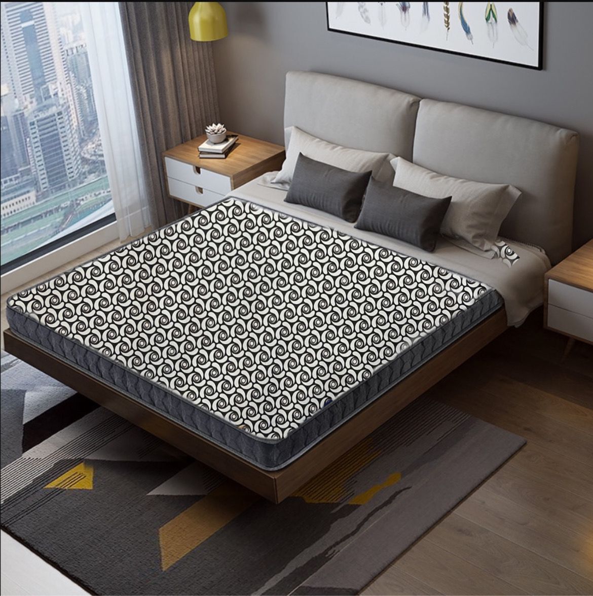 Mattress Cover - Polyester Blend, King Size 72x78 Inches, Pink Abstract Design | Waterproof, Dustproof, Soft, Lightweight, 1-year Warranty