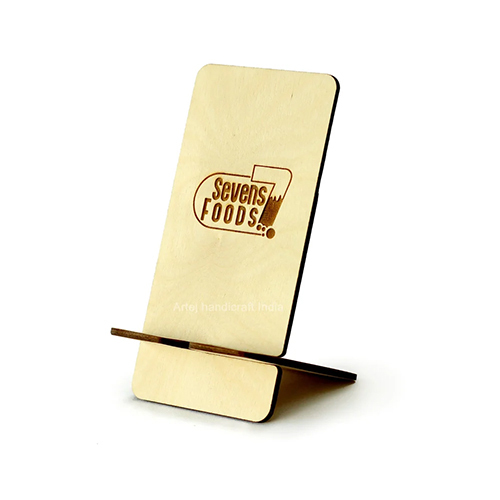 Wooden Promotional Mobile Stand - High-Quality Wood, Various Sizes, Off-White Color | Customizable Logo, Sturdy Design for Hands-Free Use