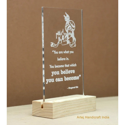 Table Top Corporate Gift - High-Quality Material, 5"*8" Inches Size | Off-White & Transparent, Custom Logo Options, Rectangular Design