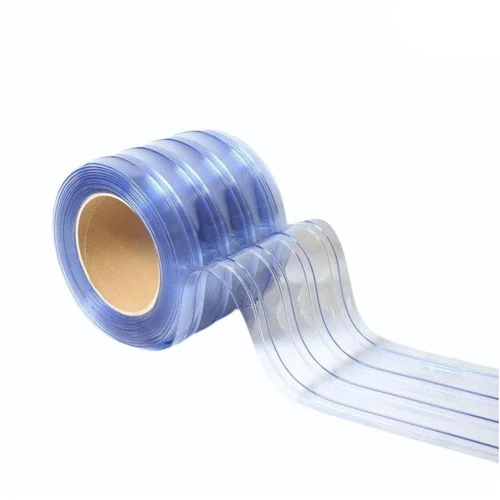 Double Ribbed Freezer Grade Blue PVC Strip Roll - 4mm Thickness, Plain Dyed Pattern, Heat-Insulation, Durable Design, Versatile Color Options