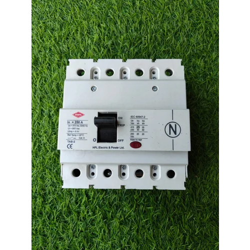 HPL TABBASIX 250A 4-Pole MCCB - 25kA Breaking Capacity, 415V Rated Voltage, 50Hz Frequency, Manual Operation