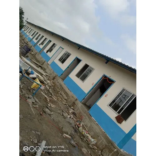 Prefab Accommodation Cabin - Color: White & Blue