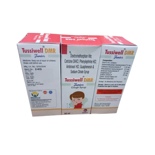 60 ML HBR Cetrizine DHCI Phenylephrine HCL Ambroxol HCL Guaipehenesin And Sodium Citrate Syrup - Liquid Formulation, Multi-Symptom Relief for Cold and Flu