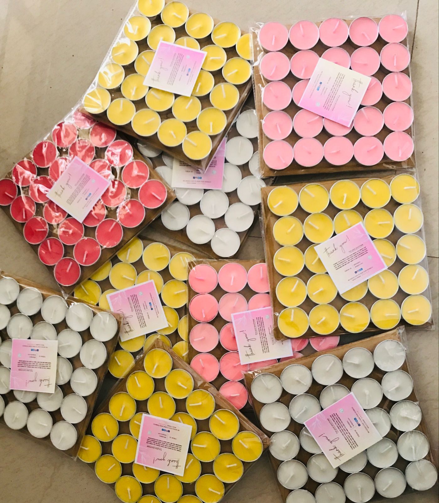 Handmade Scented Tea Light Candles Pack Of 25 Pcs - Soy Wax, Round Size, Classic White Color | Custom Logo Design, Cotton Wick, Fragrant Aroma