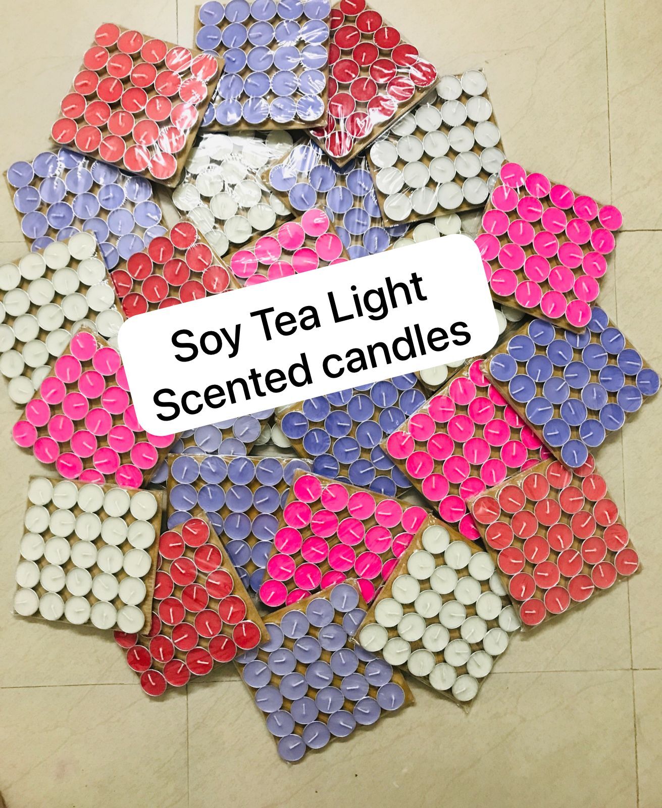 Handmade Scented Tea Light Candles Pack Of 25 Pcs - Soy Wax, Round Size, Classic White Color | Custom Logo Design, Cotton Wick, Fragrant Aroma