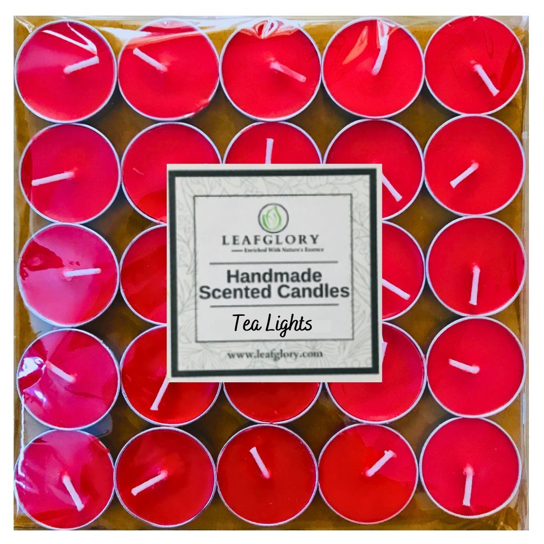 Handmade Scented Tea Light Candles Pack Of 25 Pcs - Soy Wax, Round Size, Classic White Color | Custom Logo Design, Cotton Wick, Fragrant Aroma