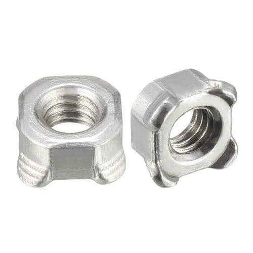Square Weld Nut - Stainless Steel, Rigid Hardness, Polished Silver Finish | Easy to Use, Round Head Design